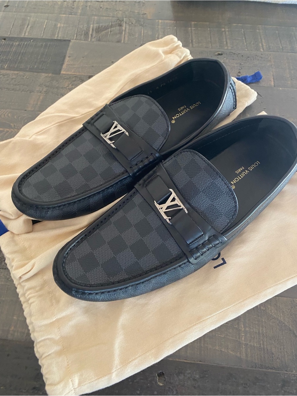 Louis Vuitton Black Damier Leather Loafers! NEVER WORN!!! - Picture 4 of 4